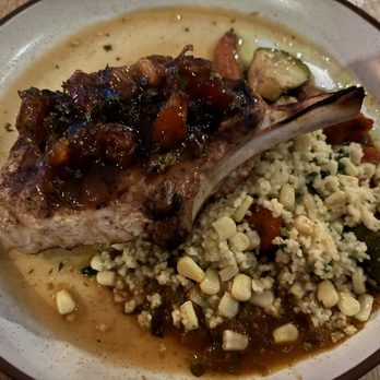 Trio Restaurant - Pork Chop ($39) - New American Near Me - Palm Springs, California Trio Restaurant - Pork Chop ($39) - New American Near Me - Palm Springs, California