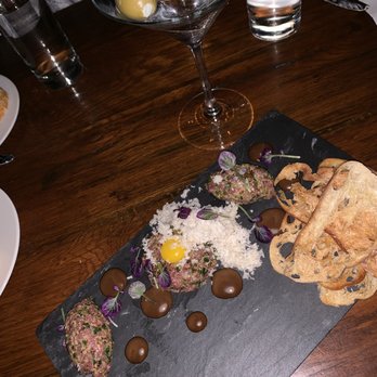 A Restaurant - Steak Tartare- quail egg in the middle! - New American Near Me - Newport Beach, California
