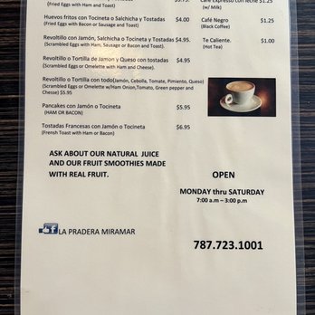 La Pradera - Menu - Breakfast & Brunch Near Me - San Juan, Puerto Rico