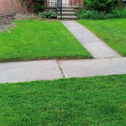Lawn Love Lawn Care - There are no bushes replaced on the left and beds were not weeded grass not replaced.