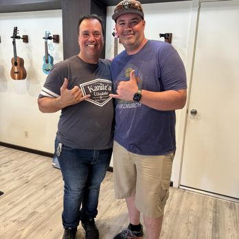 Kanileʻa ʻUkulele & Guitar - Joe Souza, the owner, and Daniel Langley, my husband and an amazing ukulele player - Musical Instruments & Teachers Near Me - Kaneohe, Hawaii