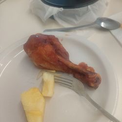 Sweet BBQ chicken leg & fresh pineapple chunks 6-21-26