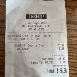 Jimmy John's - Reciept