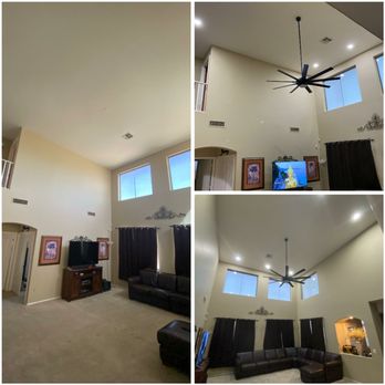 Prestige Electric - Added cans and fan in high ceiling - Lighting Fixtures & Equipment Near Me Prestige Electric - Added cans and fan in high ceiling - Lighting Fixtures & Equipment Near Me
