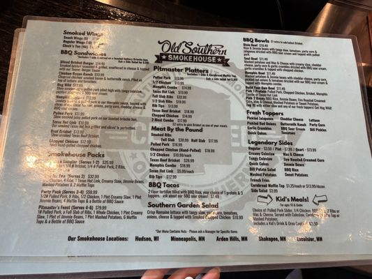 Menu photo 2 Old Southern BBQ Smokehouse Shakopee, MN Menu photo 2 Old Southern BBQ Smokehouse Shakopee, MN