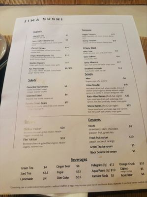 Menu photo 1 Jima Sushi Friday Harbor, WA
