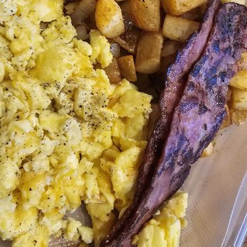 The Original Pancake House - scrambled eggs, home fries (w/ onion), turkey bacon - Waffles Near Me - Annapolis, Maryland The Original Pancake House - scrambled eggs, home fries (w/ onion), turkey bacon - Waffles Near Me - Annapolis, Maryland