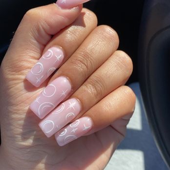 Euphoria Nail & Spa - Fill, Med/Long filed down a bit, subtle pink undercoat with white bubbles - Nail Salons Near Me - Westbrook, Maine