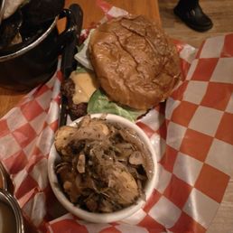 Slagel burger with German potato salad