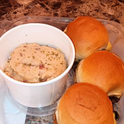 Duffy's Sports Grill - BBQ cheeseburger sliders and mashed potatoes.