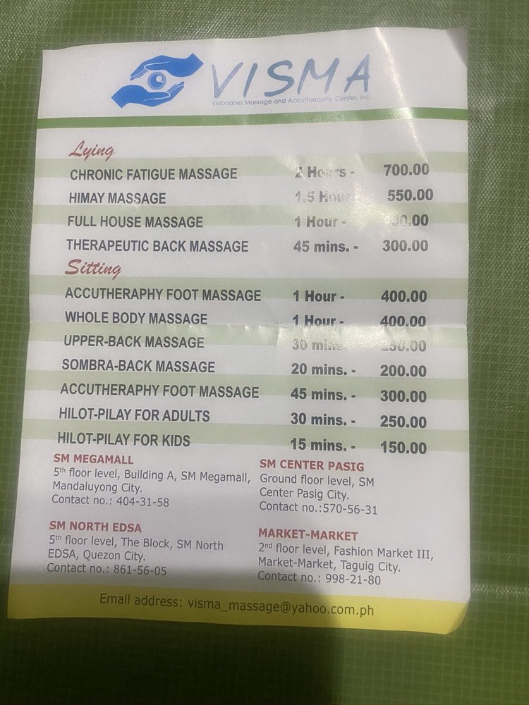 VISMA MASSAGE AND ACCUTHERAPY CLINIC The Block, Edsa, Quezon City