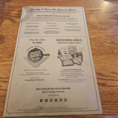 Menu photo 1 Cracker Barrel Old Country Store East Windsor, CT Menu photo 1 Cracker Barrel Old Country Store East Windsor, CT