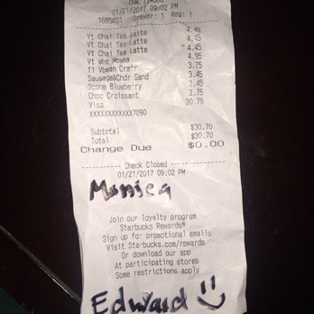 Starbucks - Here is the sarcastic smile he drew on my receipt! Knowing I was upset with his service. - Coffee & Tea Near Me - Burbank, California Starbucks - Here is the sarcastic smile he drew on my receipt! Knowing I was upset with his service. - Coffee & Tea Near Me - Burbank, California