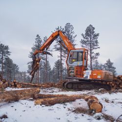 VM West - Stacking saw logs for the log truck to haul out of the forest.