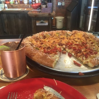 Powder River Pizza - Half pesto ranch half jalapeño popper. - Pizza Near Me - Sheridan, Wyoming Powder River Pizza - Half pesto ranch half jalapeño popper. - Pizza Near Me - Sheridan, Wyoming