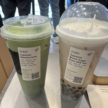 Heytea - Supreme Matcha Latte and Supreme Brown Sugar boba - Bubble Tea Near Me - Sunnyvale, California