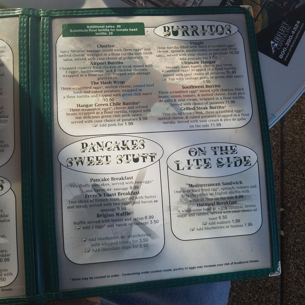 Hangar Cafe - Menu 2 - Cafes Near Me - Chandler, Arizona