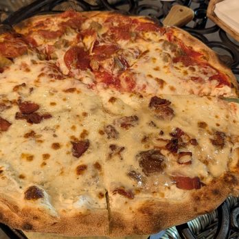 Brick Oven Pizzeria - Half Crazy Pizza, half Pepperoni & Italian sausage - Pizza Near Me - Glendale, California