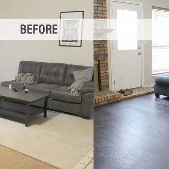 The Good Guys - Before/After - Raising a sunken living room and completing with beautifully dark hardwood floors. - Kitchen & Bath Near Me - Carrollton, Texas The Good Guys - Before/After - Raising a sunken living room and completing with beautifully dark hardwood floors. - Kitchen & Bath Near Me - Carrollton, Texas