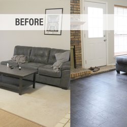 The Good Guys - Before/After - Raising a sunken living room and completing with beautifully dark hardwood floors.