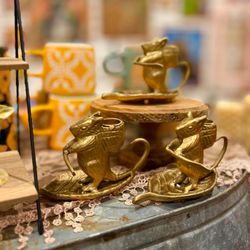 Owl & Rabbit Gallery - Cast bronze mice taper holders