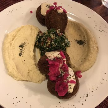 Fenicia - Falafel, babaganoush, and hummus platter & tabouleh platter. - Lebanese Near Me - San Miguel de Allende, GUA