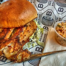 Grouper Sandwich and slaw Grouper Sandwich and slaw