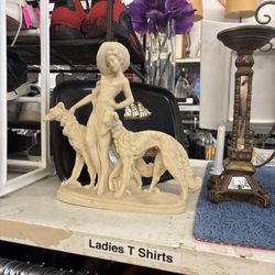 Lady with dashunds sculpture small