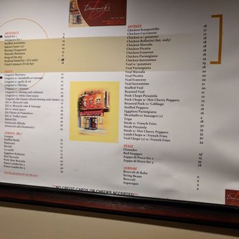 Dominick's Restaurant - This is the only menu in the place, so don't be surprised when you don't get one. - Italian Near Me - Bronx, New York