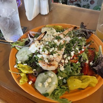 Tortuga's Lie - Greek salad with shrimp! - Seafood Near Me - Nags Head, North Carolina Tortuga's Lie - Greek salad with shrimp! - Seafood Near Me - Nags Head, North Carolina