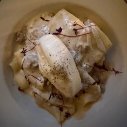 Truffle pasta dish, with fresh cheese.