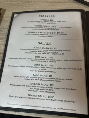 Menu photo 1 Tumbleweeds Bar & Grill Mattawa, WA