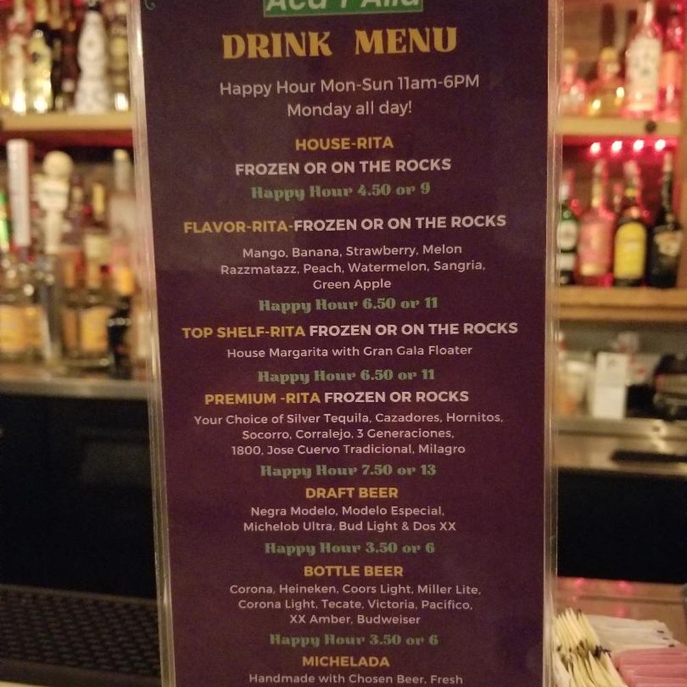 Amigos Aca Y alla - Happy Hour drink menu - Mexican Near Me - Richardson, Texas Amigos Aca Y alla - Happy Hour drink menu - Mexican Near Me - Richardson, Texas
