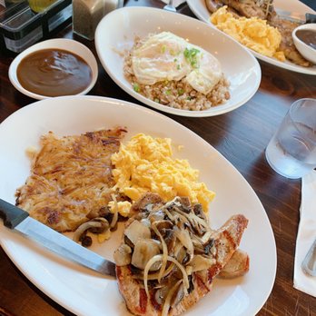 Kihei Caffe Lahaina - Pork chop; hasbrowns; scrambled eggs and fried rice. - Breakfast & Brunch Near Me - Lahaina, Hawaii
