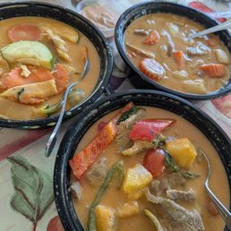 Red Curry, Pineapple Curry, and Massaman Curry