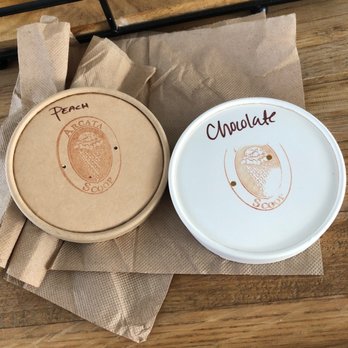 Arcata Scoop - a bowl and a plate on a table - Ice Cream & Frozen Yogurt Near Me - Arcata, California