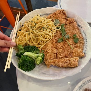 Chic n' Time - Fried chicken steak! Taiwanese style. With garlic noodles. So delicious - Noodles Near Me - San Francisco, California Chic n' Time - Fried chicken steak! Taiwanese style. With garlic noodles. So delicious - Noodles Near Me - San Francisco, California