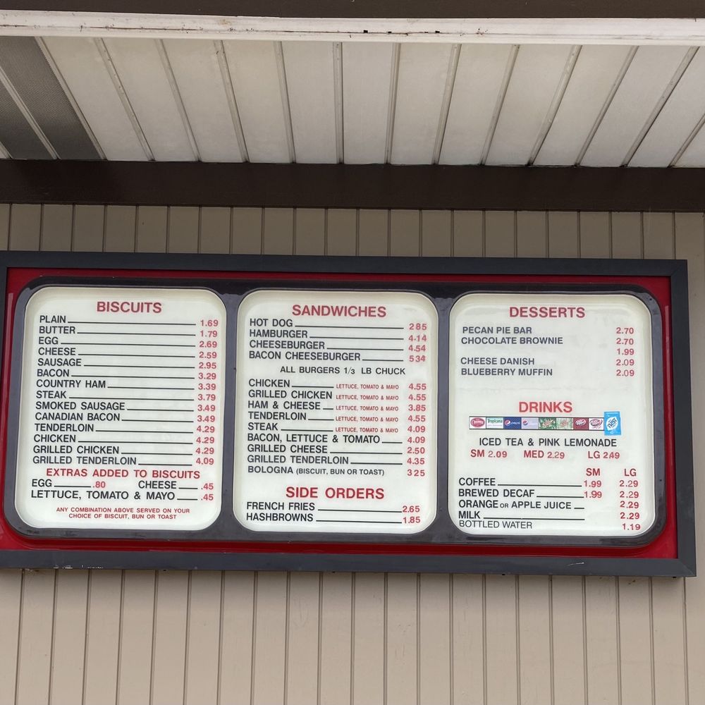 Drive thru menu Drive thru menu