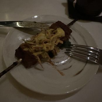 Amelia's 1931 - Filet mignon anticucho. It brings two of them, but I took the picture too late I was hungry lol - Cuban Near Me - Miami, Florida Amelia's 1931 - Filet mignon anticucho. It brings two of them, but I took the picture too late I was hungry lol - Cuban Near Me - Miami, Florida