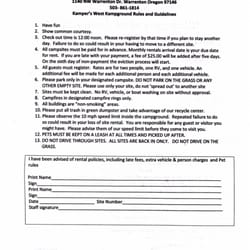 Kampers West - Park rules pg 1