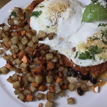 Active Culture - Huevos Rancheros with side of fried potatoes. - Vegetarian Near Me - Bend, Oregon