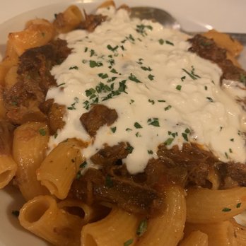 Paisano's Restaurant - Oxtail Ragú over rigatoni and melted burrata. - Italian Near Me - Rutherford, New Jersey Paisano's Restaurant - Oxtail Ragú over rigatoni and melted burrata. - Italian Near Me - Rutherford, New Jersey