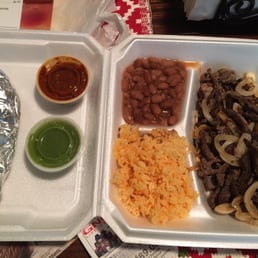 #6 Special: steak with onions, rice and beans, tortillas with red and green sauce. #6 Special: steak with onions, rice and beans, tortillas with red and green sauce.