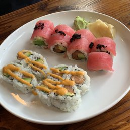 Top- Cherry Blossom Roll, Bottom- Spicy Salmon Roll