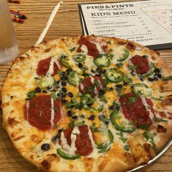 Pies & Pints - Black bean pizza (red is salsa) - Pizza Near Me - Charleston, West Virginia