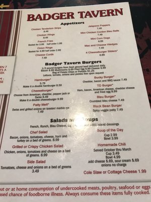 Menu photo 5 Badger Tavern Madison, WI