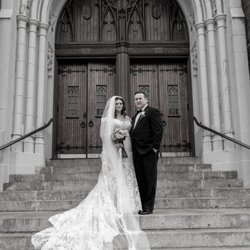 Howard Beach Studios - Bride & Groom photography in front of church after  ceremony