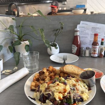 Bits Cafe - Egg scramble. Couldn't finish it but it was so much good food! - Coffee & Tea Near Me - Olympia, Washington