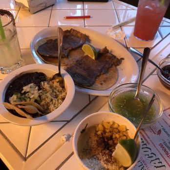 Tacombi - Corn Esquites. Rice & Beans. Tacos Spicy margarita  Aguas Frescas. Watermelon - Mexican Near Me - Chicago, Illinois