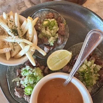 Tacos Del Cartel - Beans, truffle fries (amazing) and asada tacos - Mexican Near Me - Baton Rouge, Louisiana